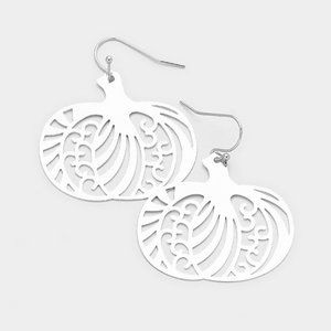 Pumpkin Dangling Earrings | SILVER | 1.65 inch | Large | Halloween